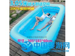 清倉加厚加高超大號成人兒童充氣游泳池印花三環長方水池