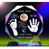 經典圓款 水晶嬰幼兒紀念禮品 寶寶手腳印 水晶手足印紀念品