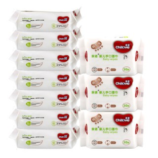 親諾嬰兒手口濕巾30抽*10包便攜裝 寶寶濕紙巾新生兒童小包隨身裝