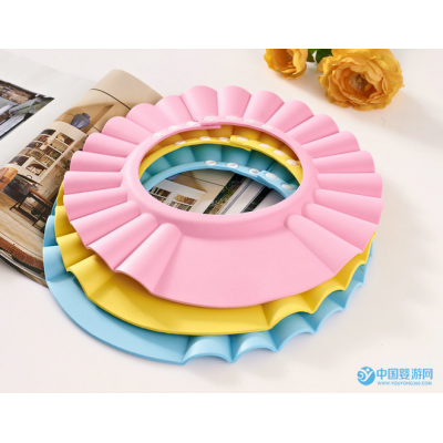 可調(diào)節(jié)帶洗頭帽子寶寶沐浴帽嬰兒洗澡帽